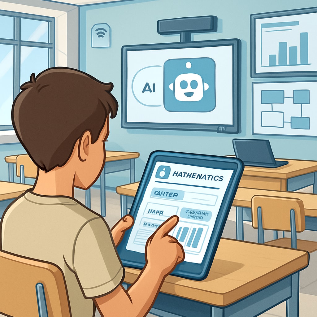 Student using AI-powered learning platform in a classroom