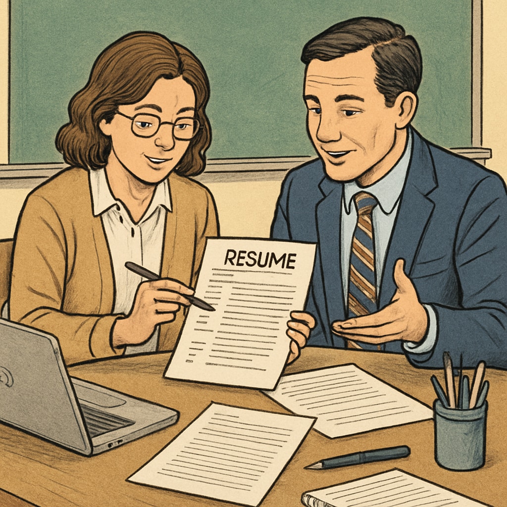 Teacher receiving help to create a Canadian K12 education resume