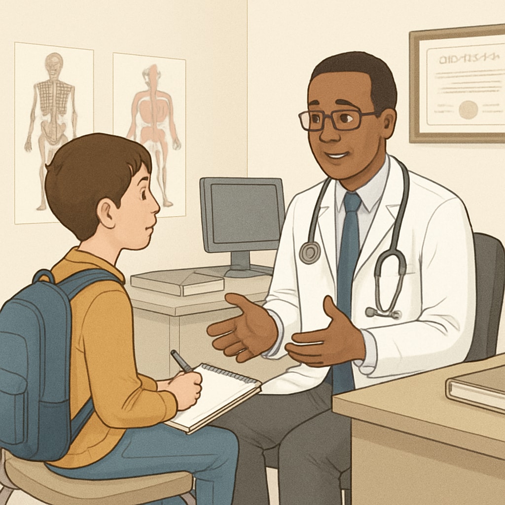 K12 student interviewing a physician during a career exploration project
