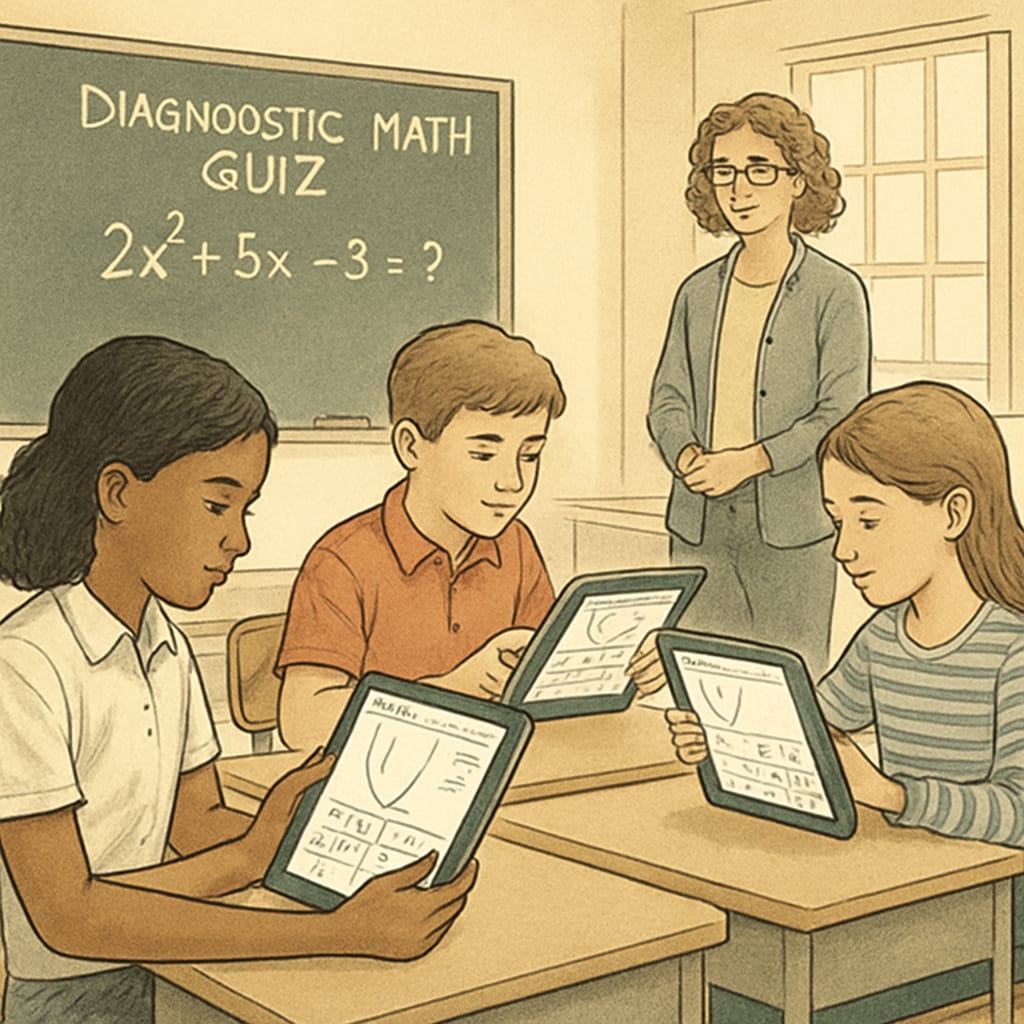 Students engaging with K12 testing resources on tablets.