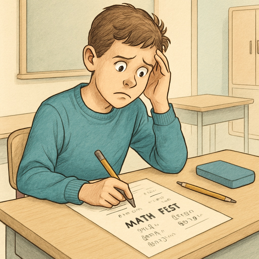 Student experiencing math anxiety during a multi-choice exam.