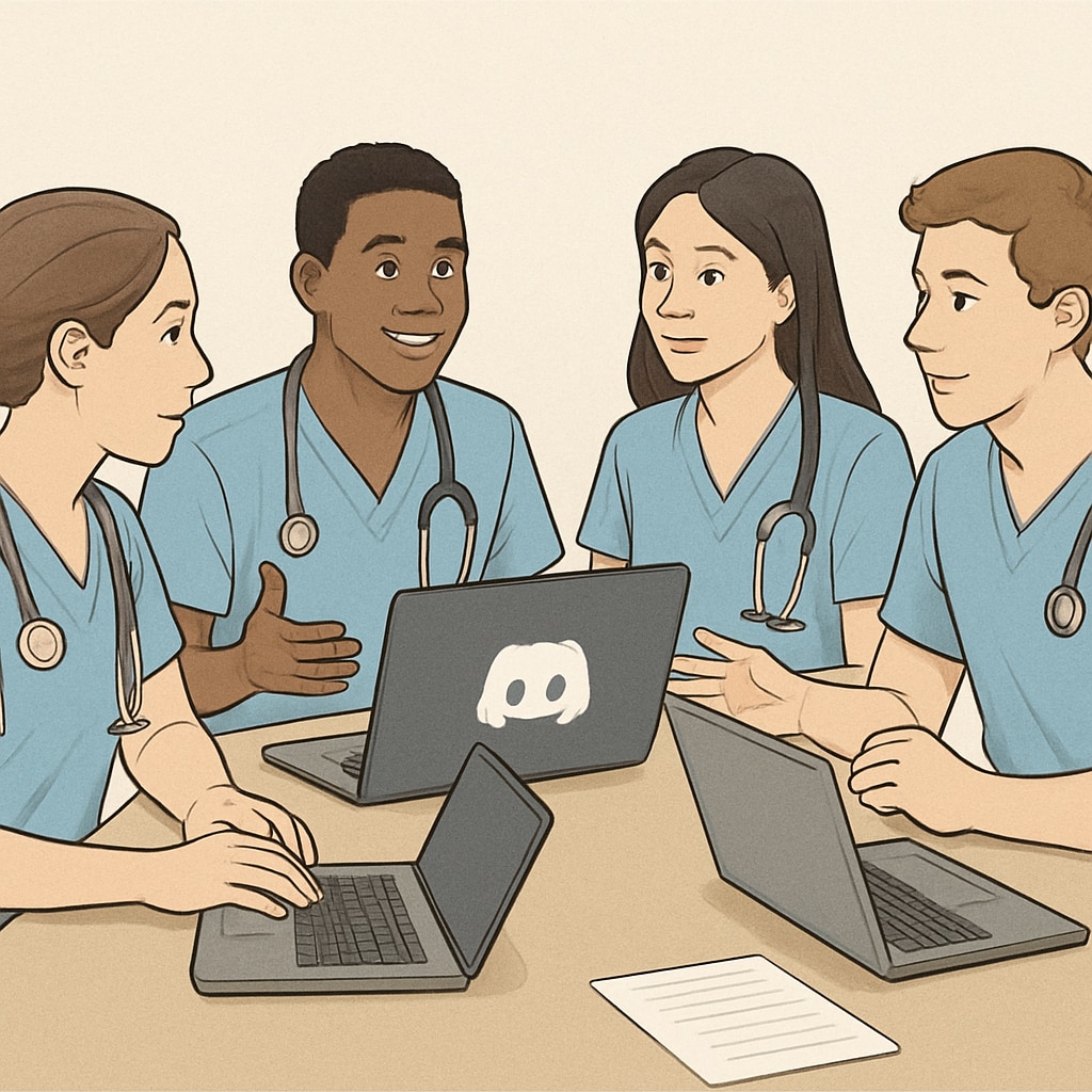 Nursing students participating in an online study group using Discord.
