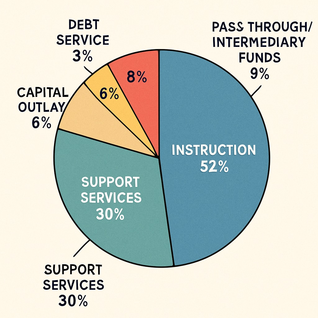 Graph showing the impact of pass-through funds on school budget allocation.