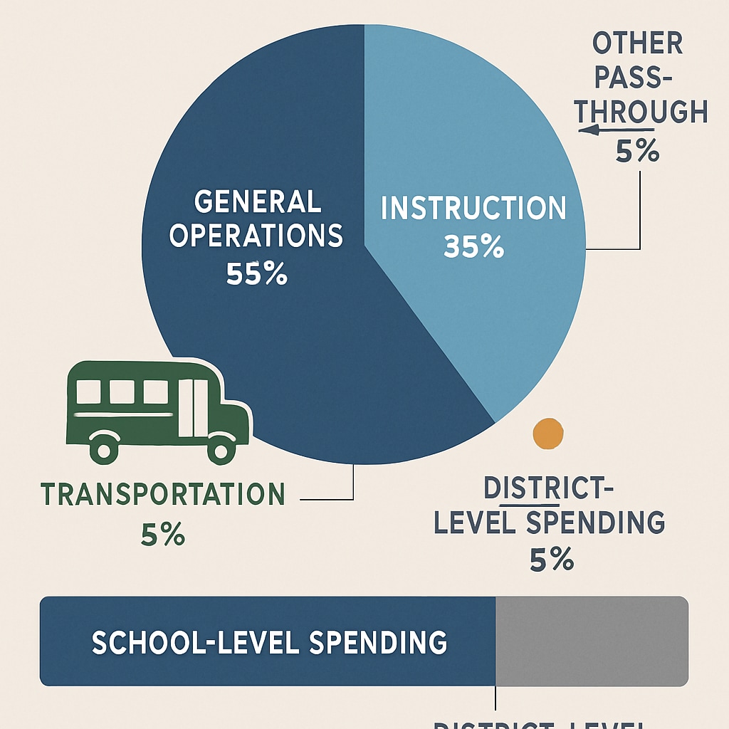 Infographic displaying per-student spending with pass-through funds.