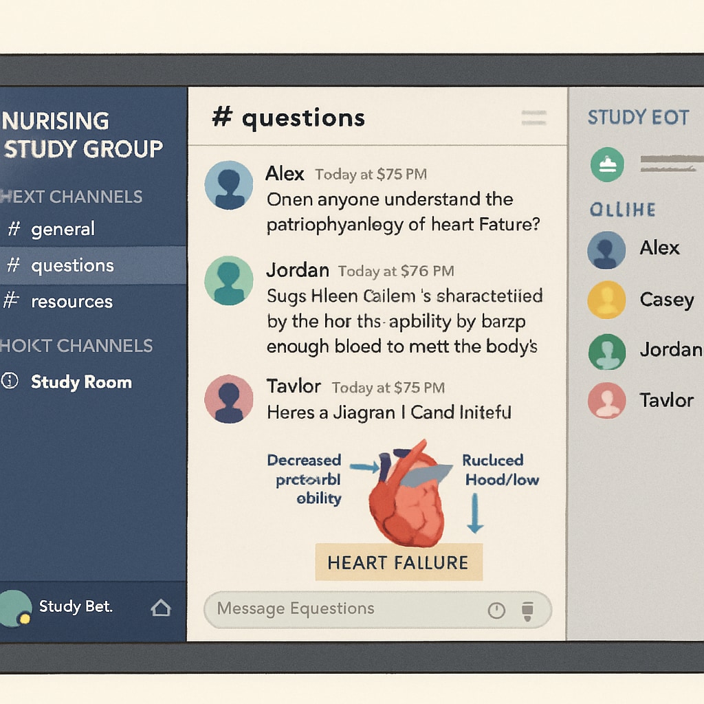 Nursing students using Discord study groups for collaboration and resource sharing.