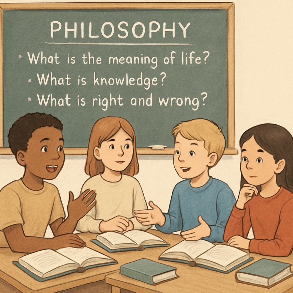 Young students discussing philosophy and psychology concepts in a classroom