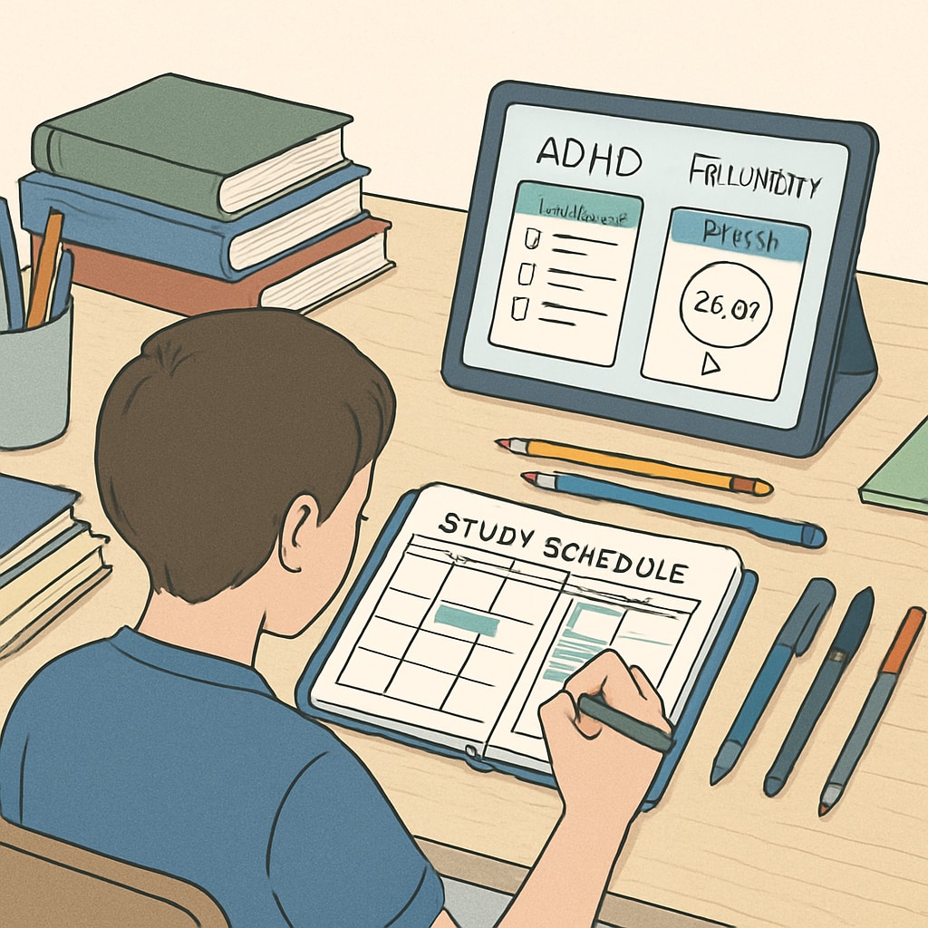 ADHD student organizing study schedule to recover high school credits.
