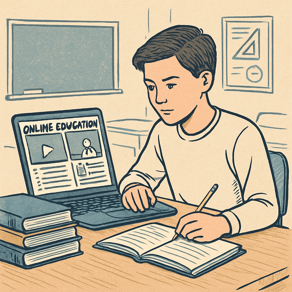 High school student using an online education platform for extracurricular learning.
