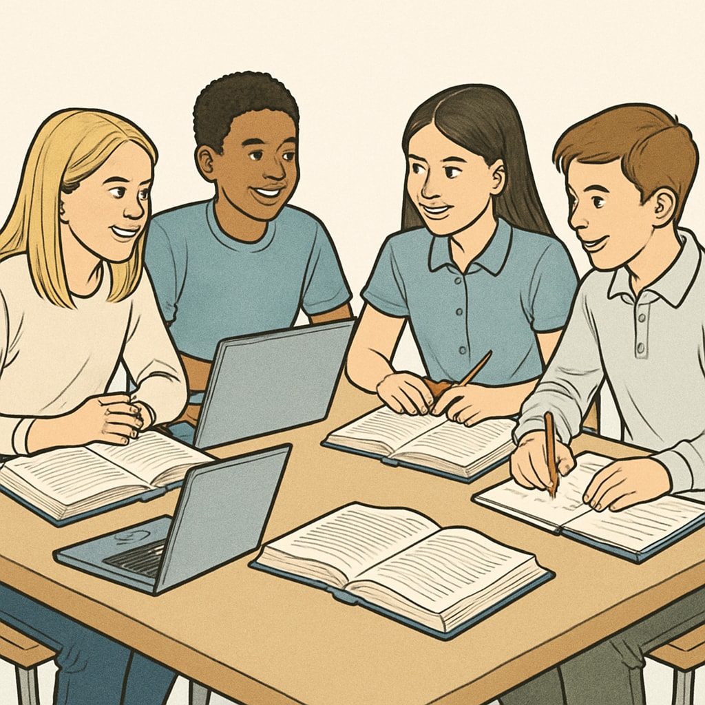 K12 students in a study group at the University of Houston.