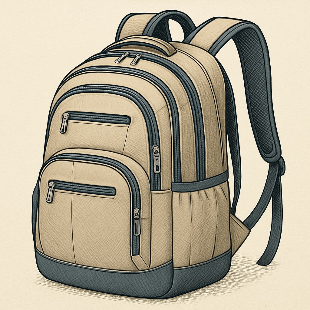 Modern student backpack with multiple compartments and ergonomic straps.