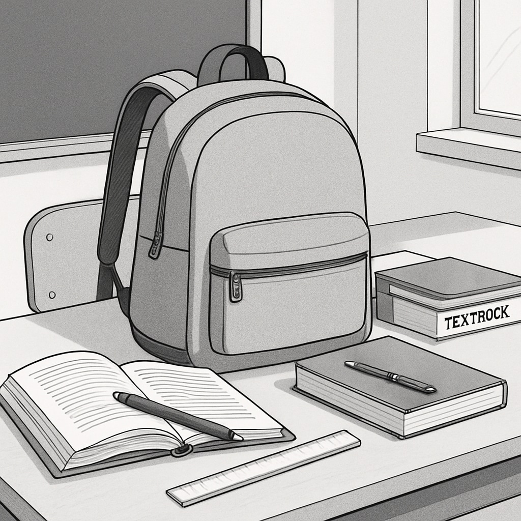 Stylish and affordable student backpack on a desk with study materials.