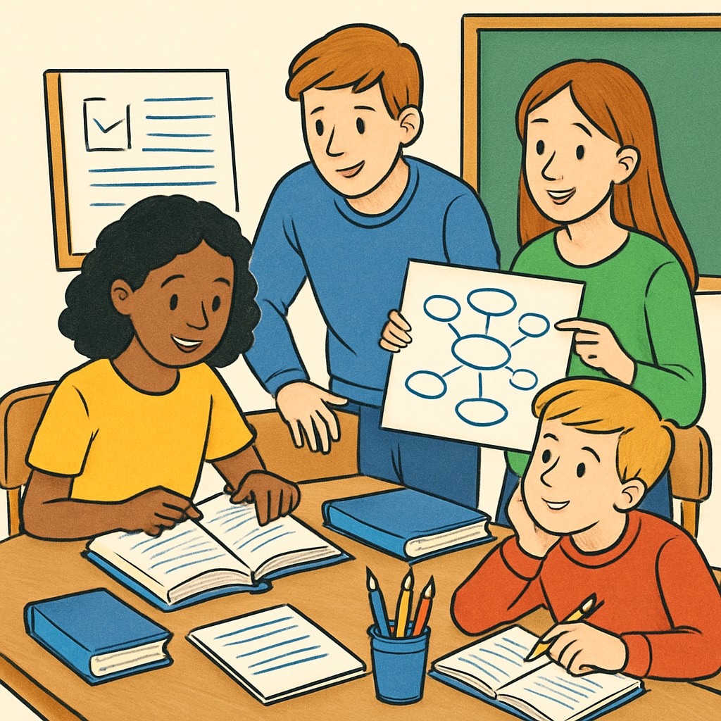 Students collaborating on effective learning methods during a study session.
