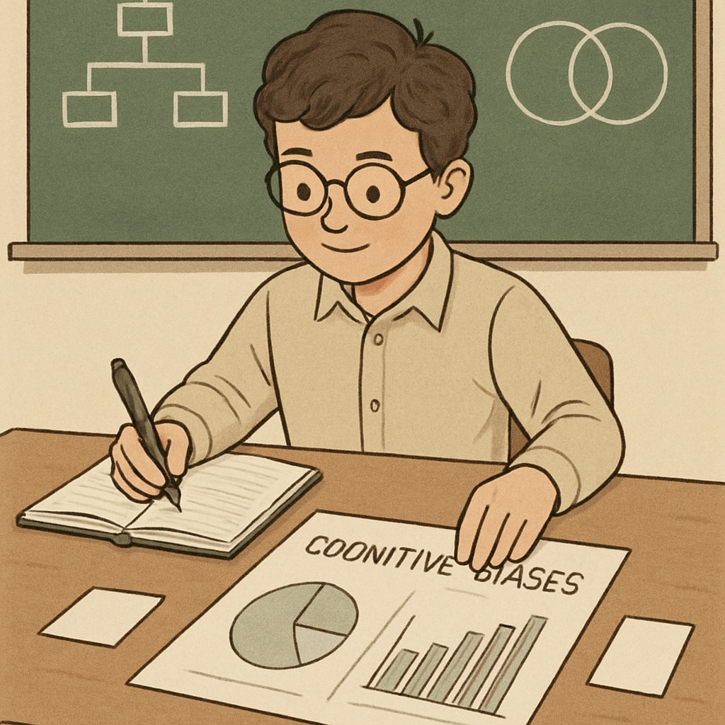 A student performing a psychological experiment to understand cognitive biases.