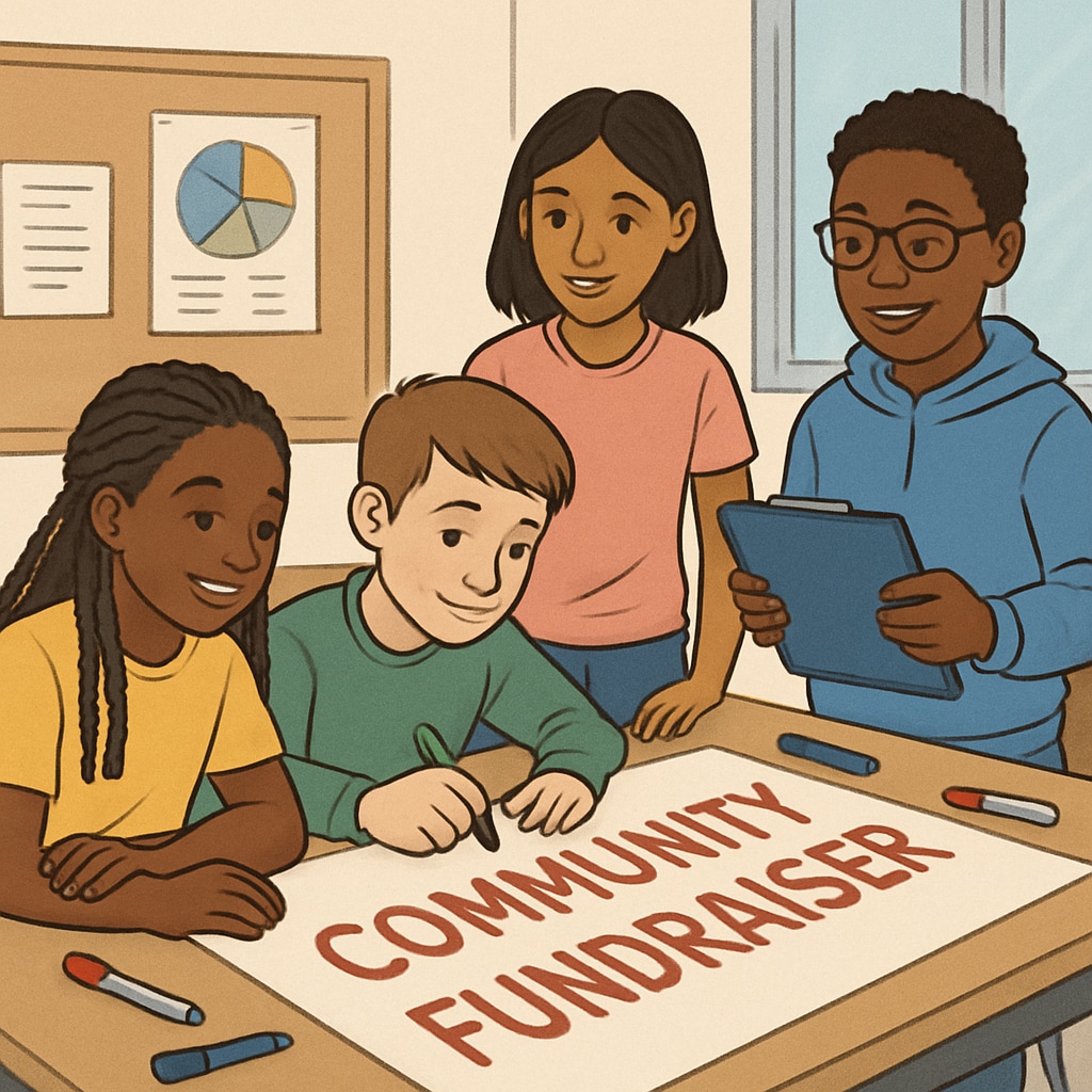 Students collaborating on an inclusive fundraising project