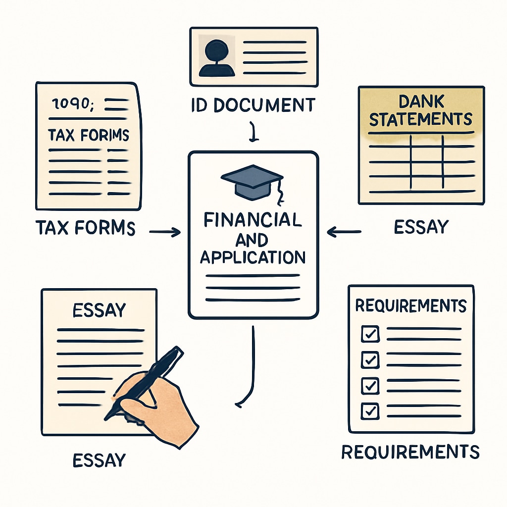 Financial aid complexity graphic showing interconnected forms and requirements