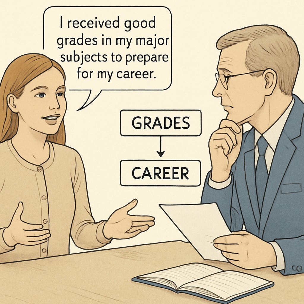Student discussing GPA and P/NP grading during a job interview