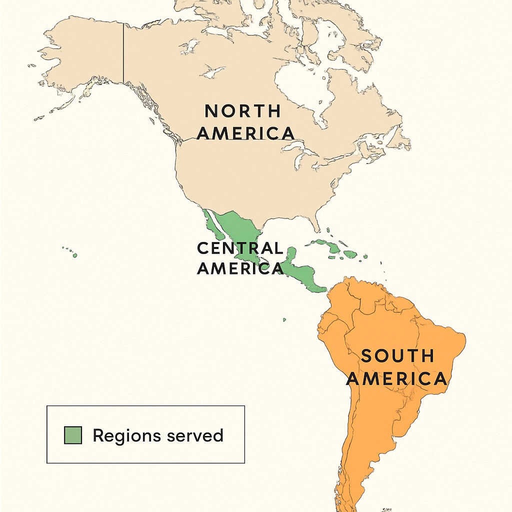 Map showcasing affordable online university options for Latin American students.