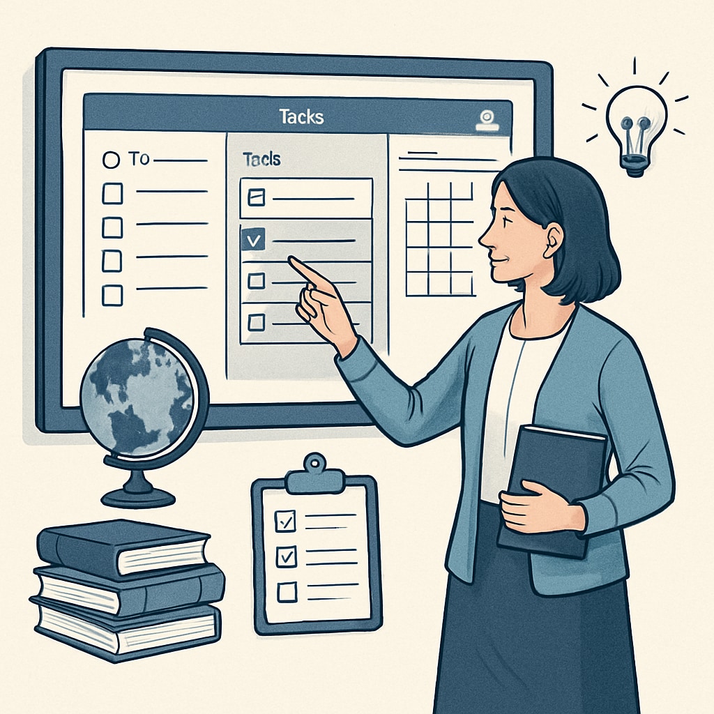 Teacher using a digital dashboard for classroom management.