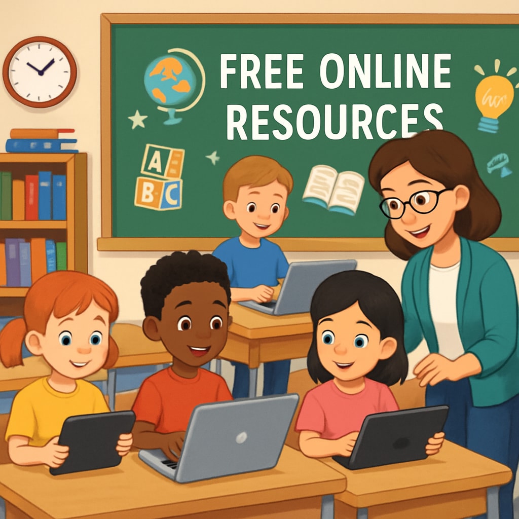 Children using devices for early education and free summer learning websites.