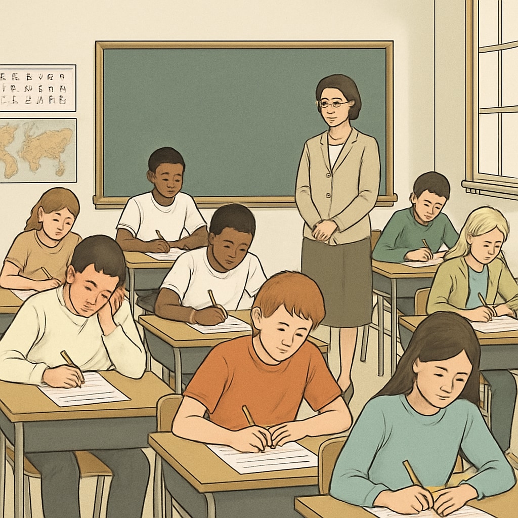 Students taking a standardized test, illustrating challenges for ADHD individuals.