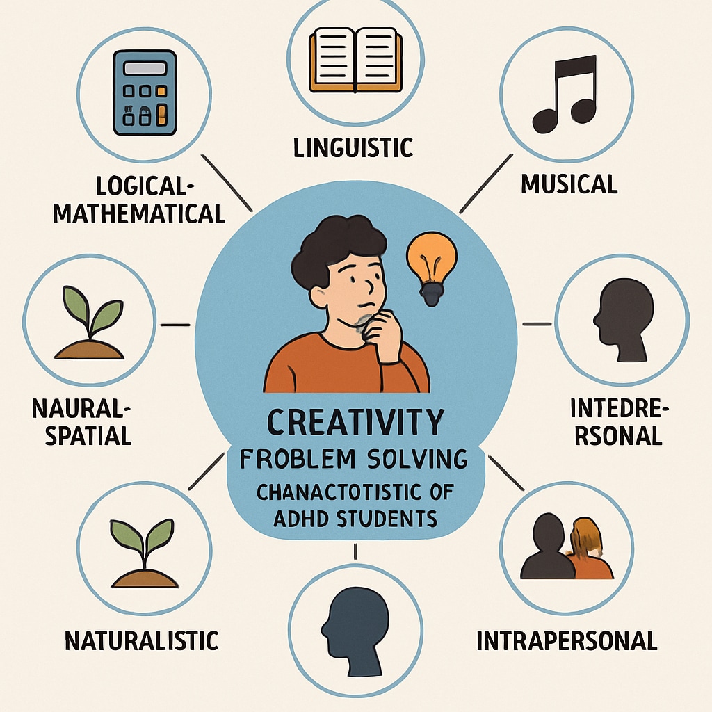 Diagram showcasing diverse intelligence types, including ADHD strengths.