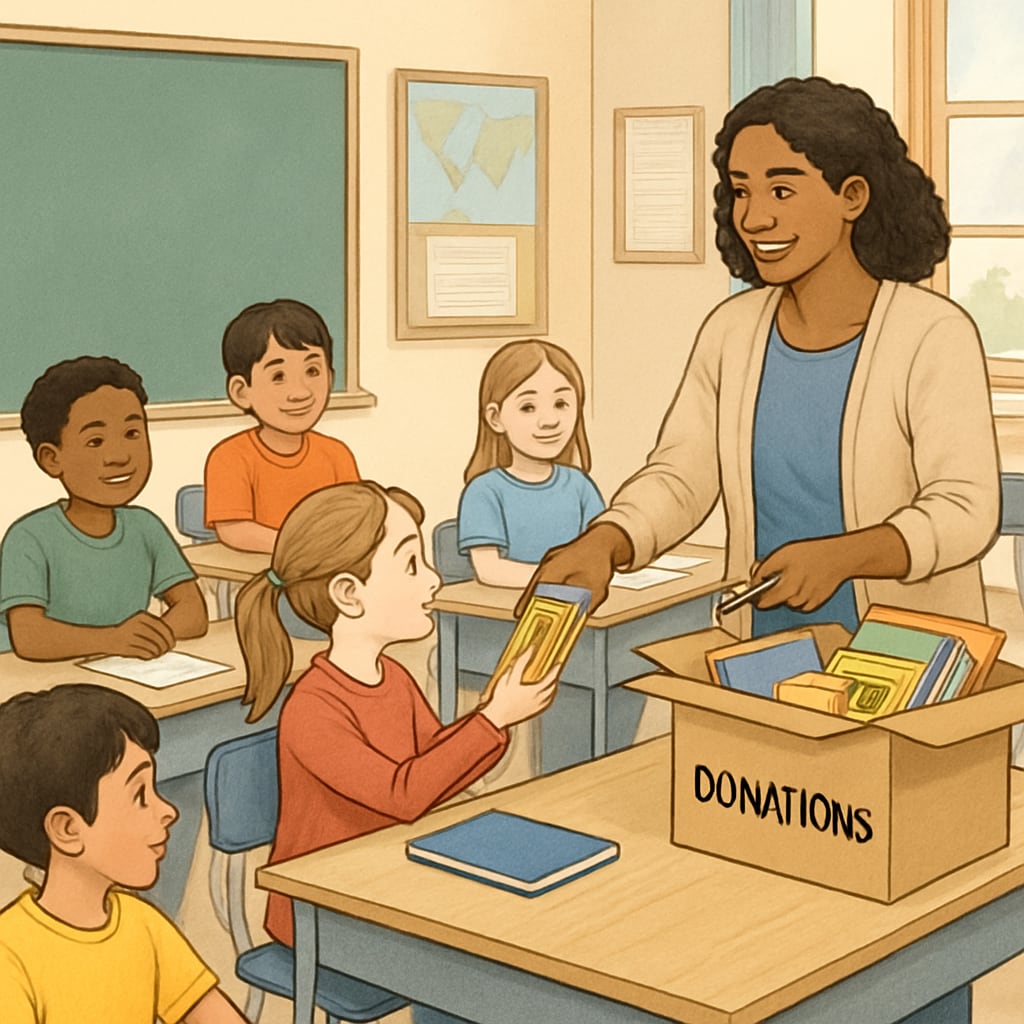 Classroom donations supporting teachers and students with essential learning resources.