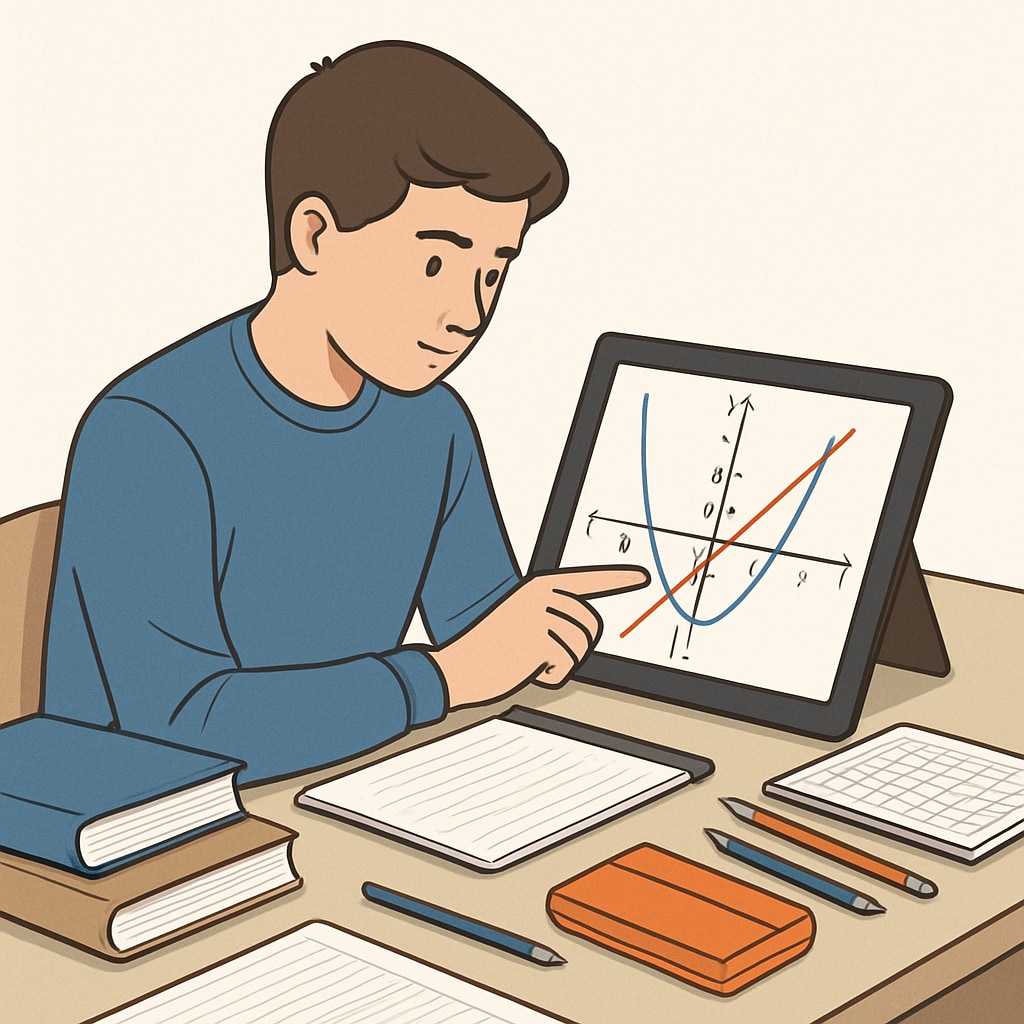 High school student learning math concepts using interactive tools.
