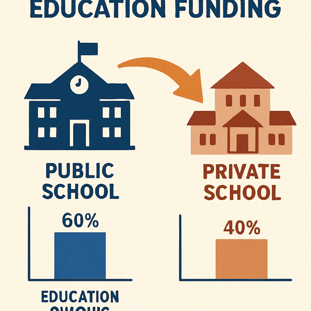 Education funding shift from public schools to private institutions.