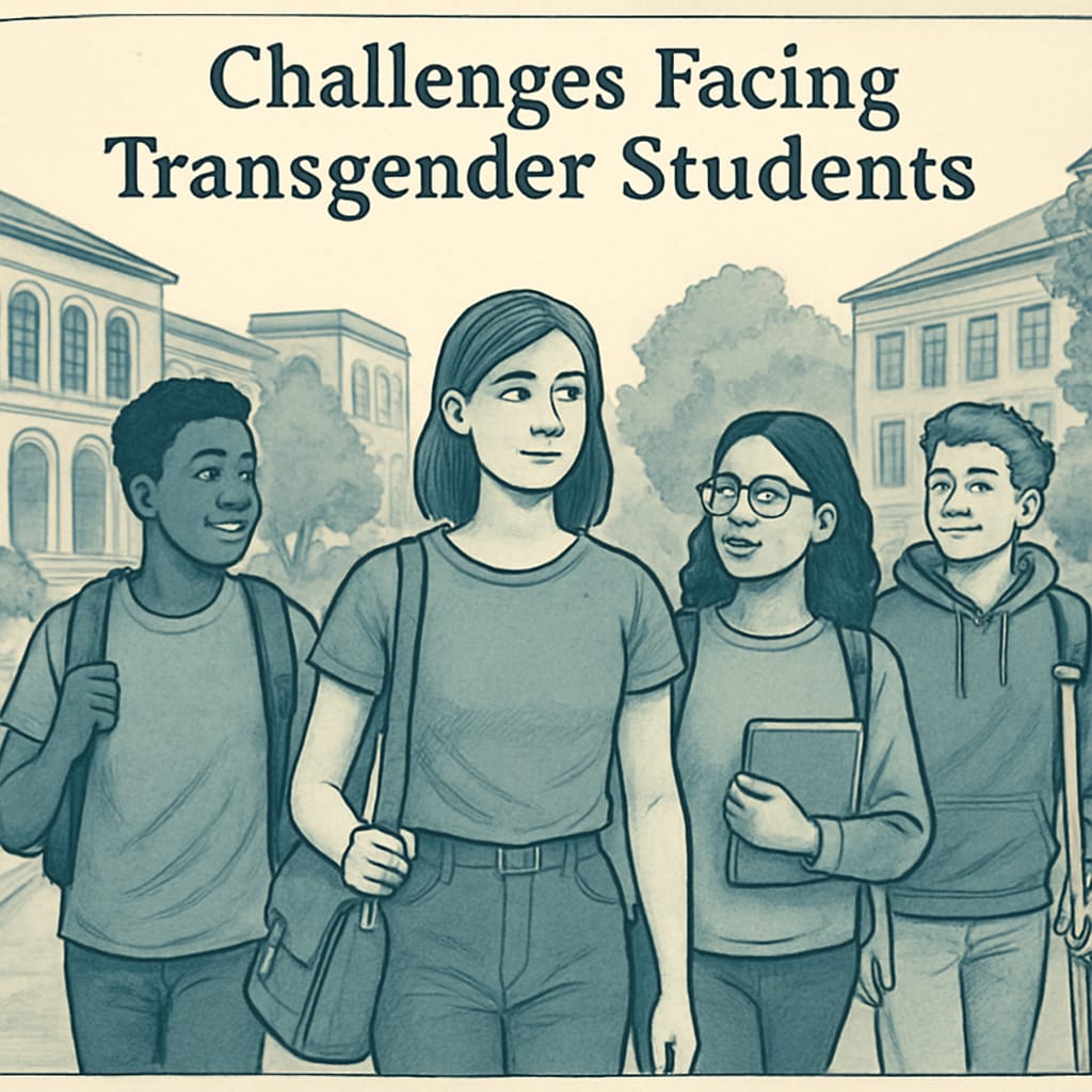 Students on campus, representing inclusivity and transgender challenges.