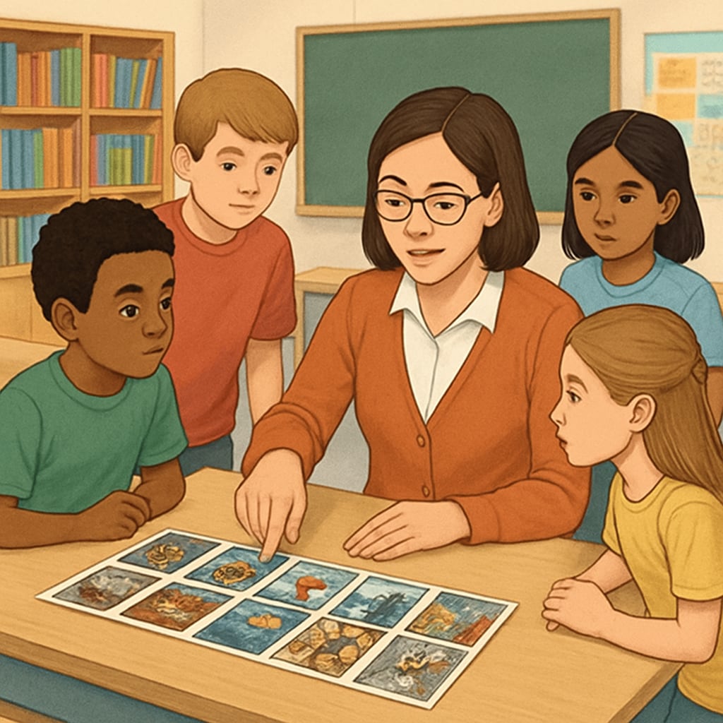 Teacher guiding students through ReZoom activity card sequence.