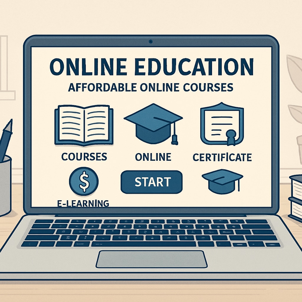 Affordable online bachelor's degree portal displayed on a laptop.
