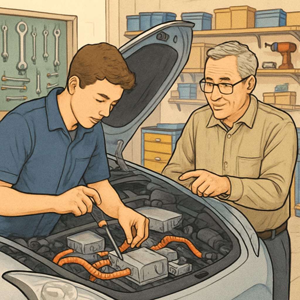 Apprenticeship program developing automotive electrical skills.