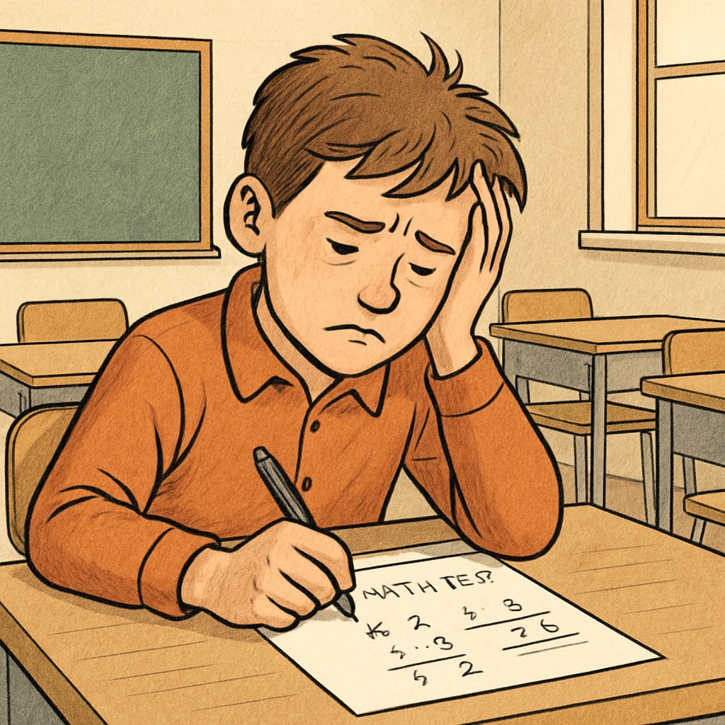 Student experiencing math anxiety during a test.