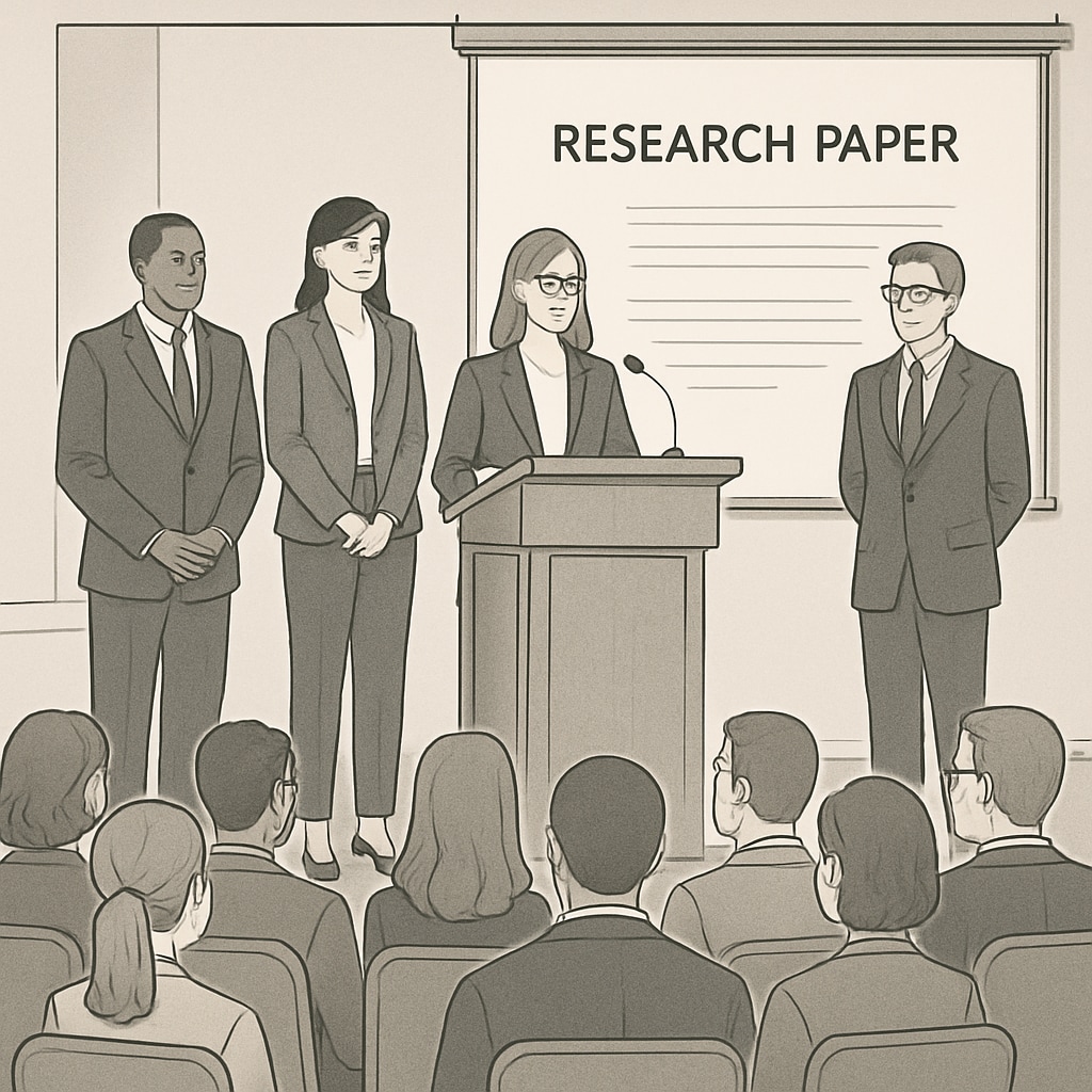 Researchers presenting their paper at AERA Annual Meeting, showcasing academic findings.