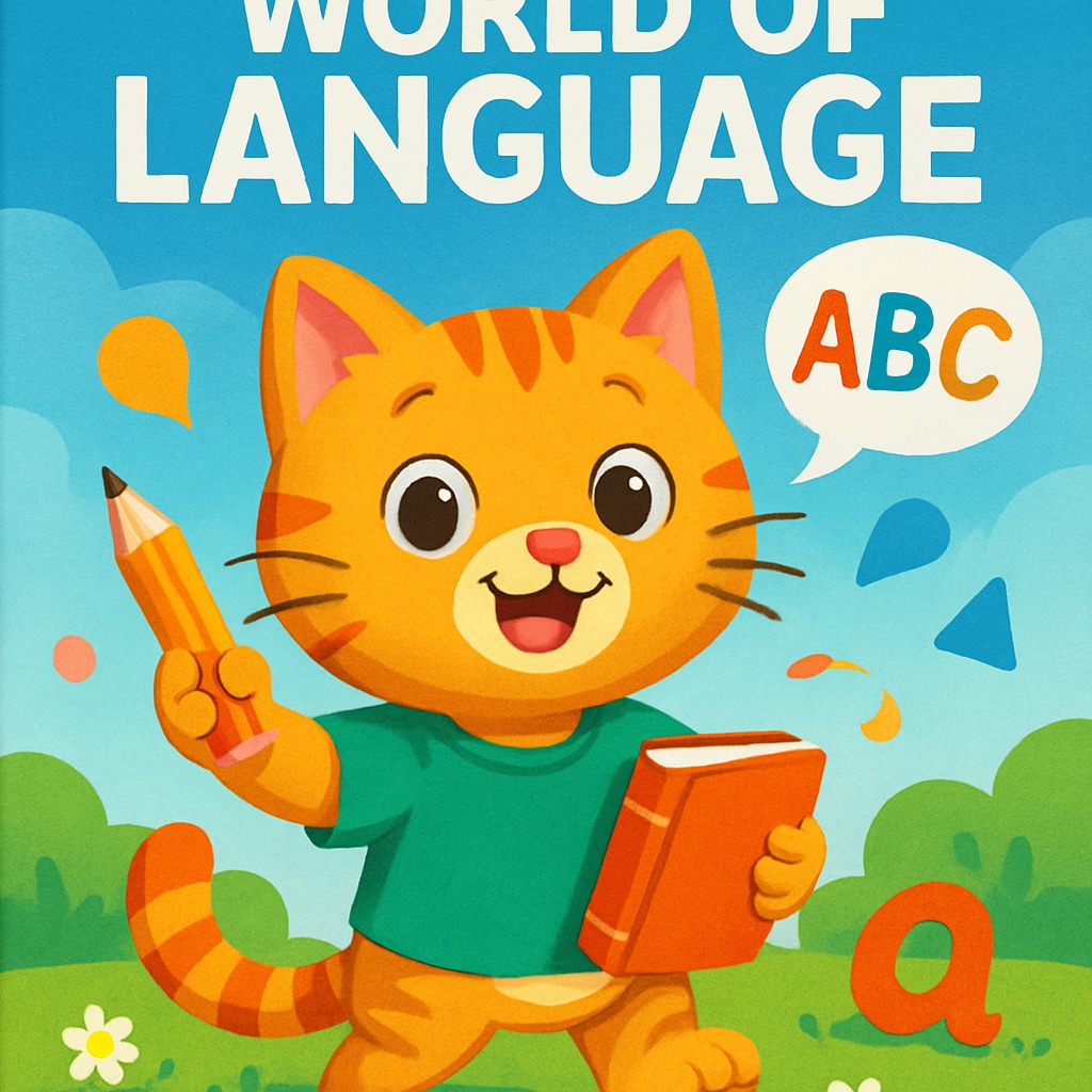World of Language textbook with iconic cat cover representing elementary language education