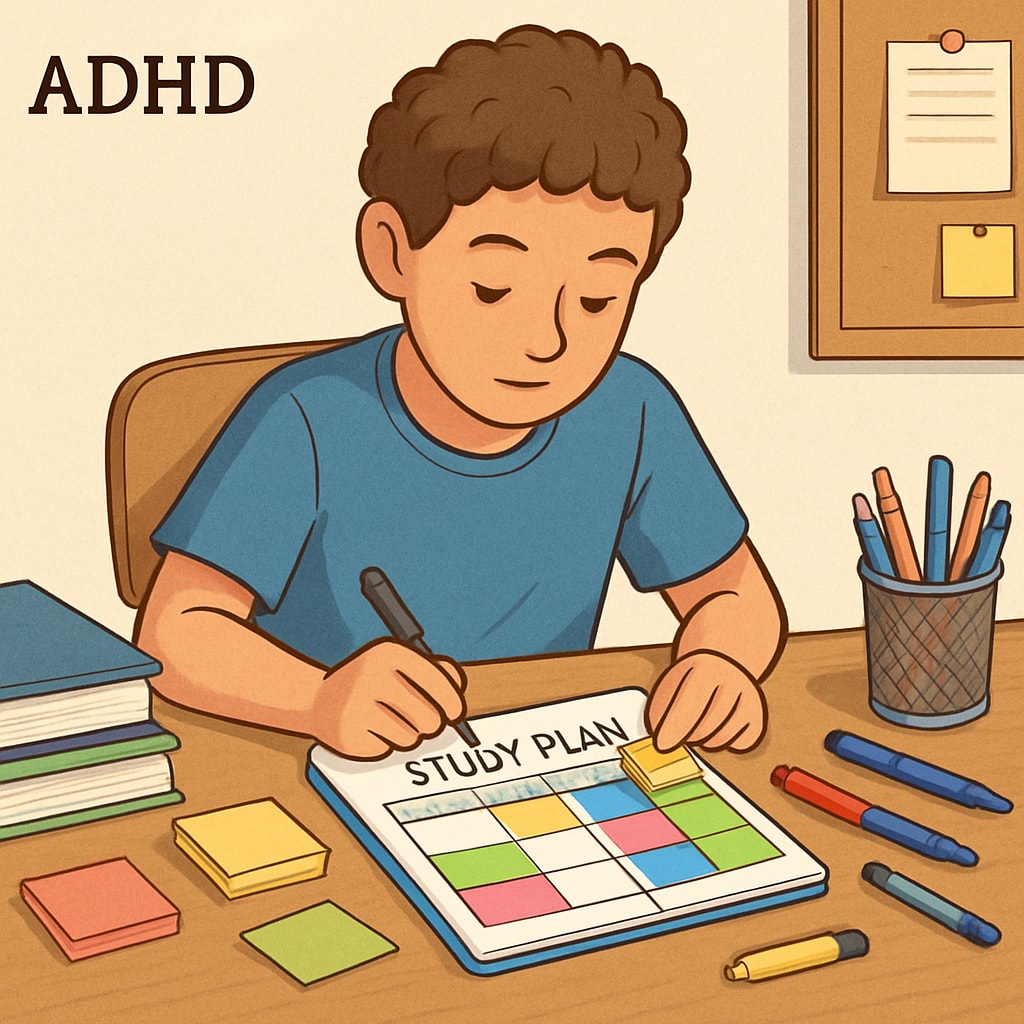 ADHD student creating a study plan to recover high school credits.