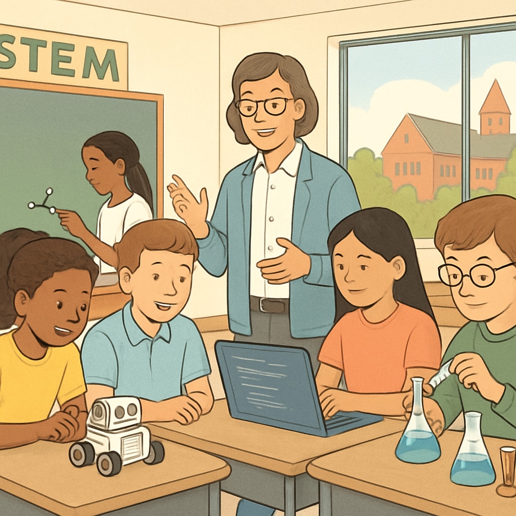 Students participating in STEM activities in a classroom, reflecting higher education growth.