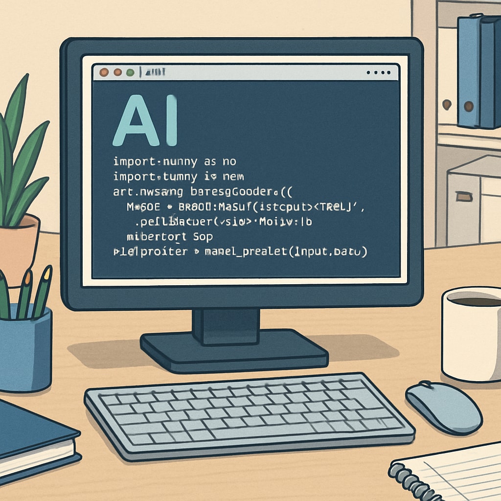 Programming code related to AI displayed on a computer screen in a workspace.