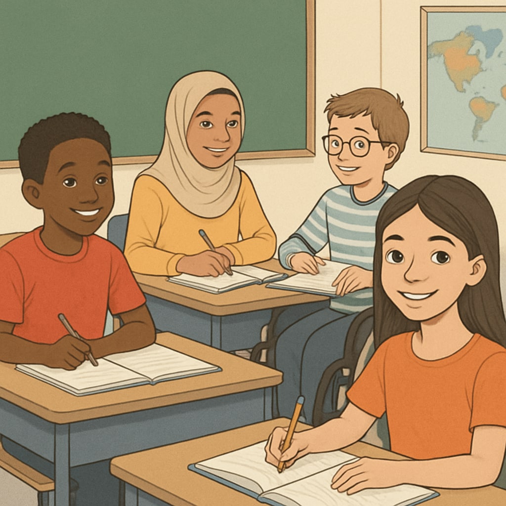 A diverse classroom promoting inclusivity and diversity in education.
