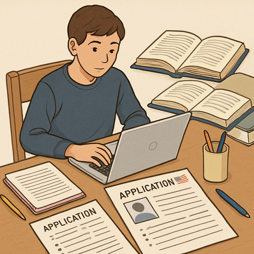 Student preparing self-application materials for a U.S. master’s degree.