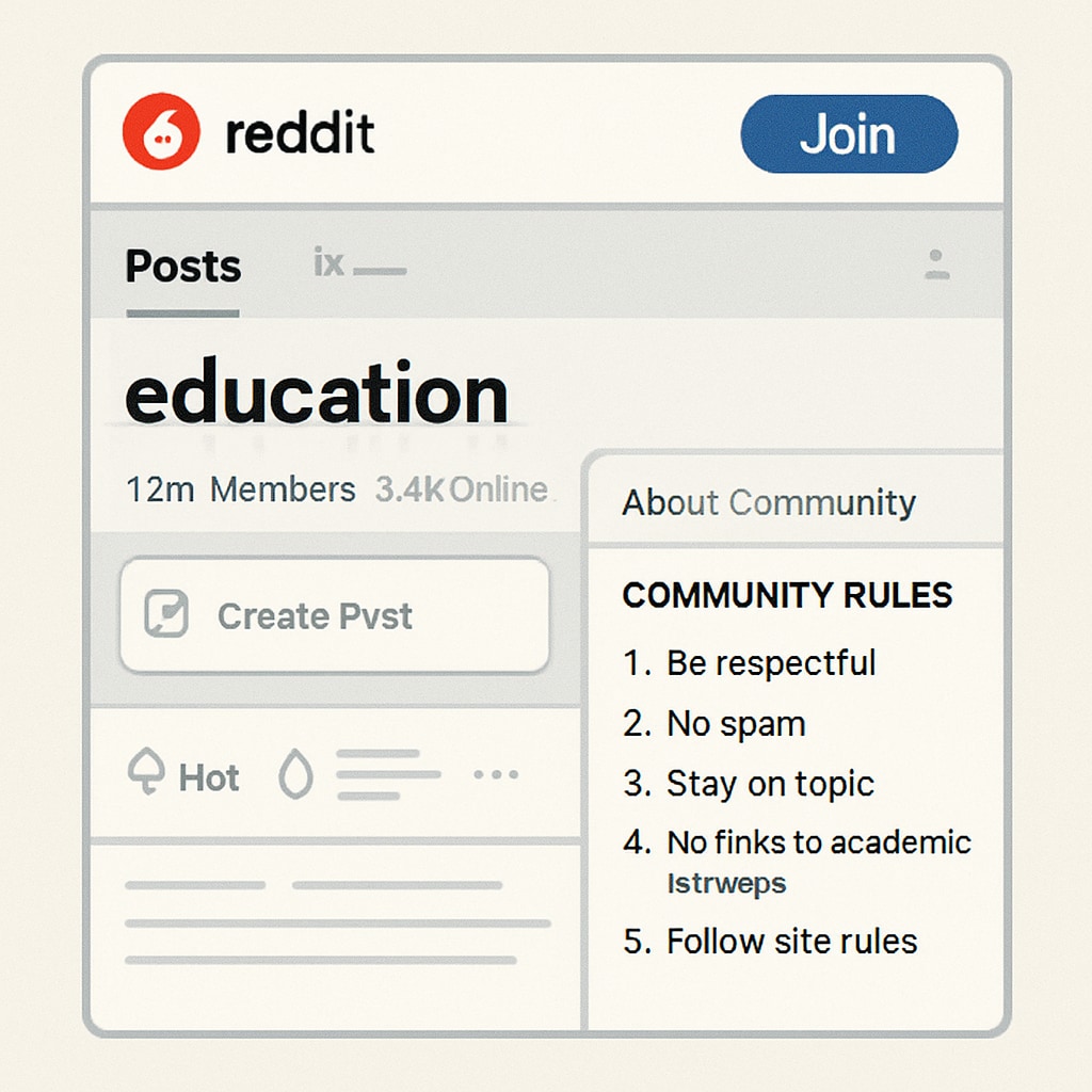 Screenshot of Reddit education subreddit showcasing community rules.