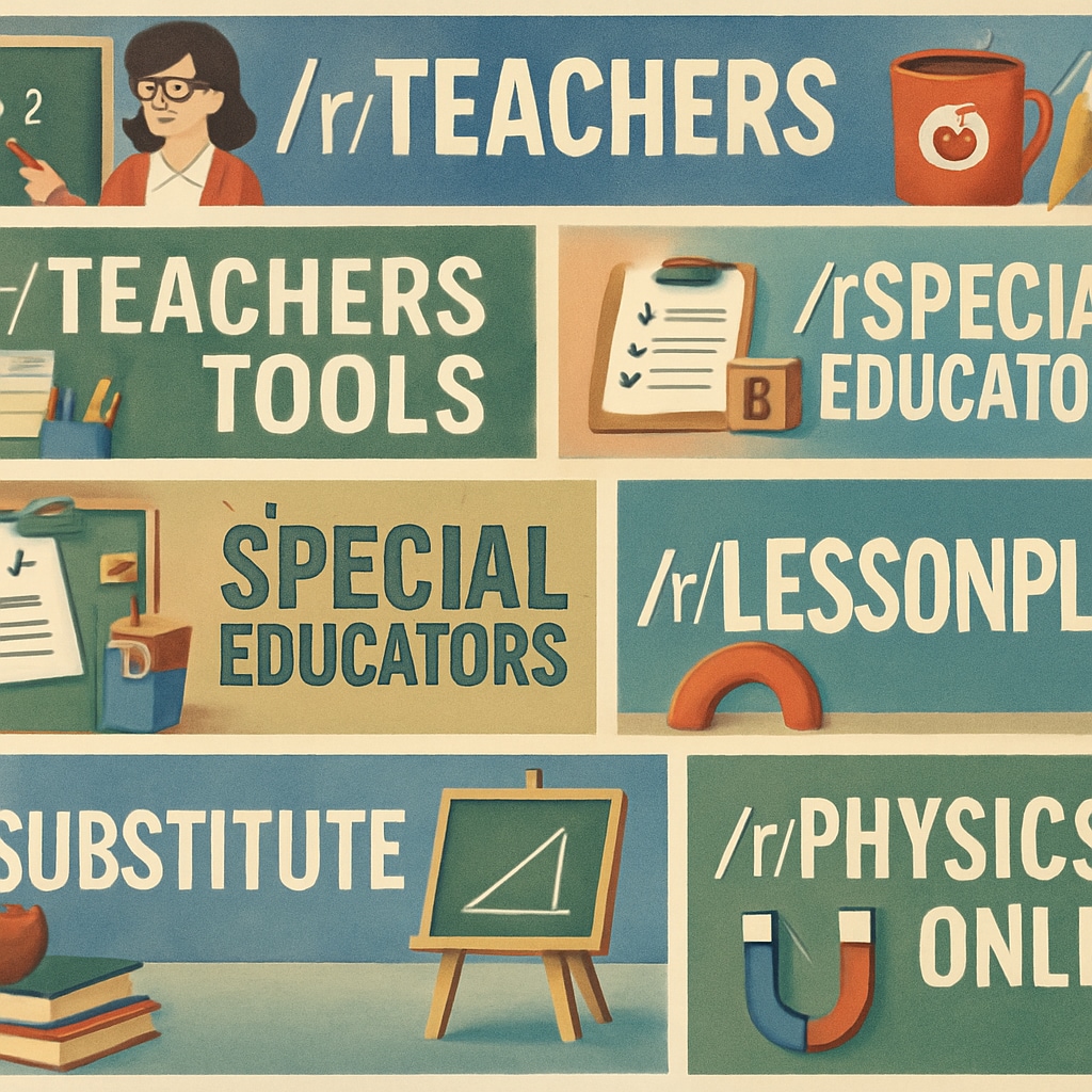 Banners of teaching-related subreddits on Reddit.