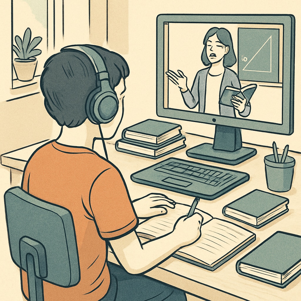 A student attending a virtual class from home, highlighting online public schools' flexibility.