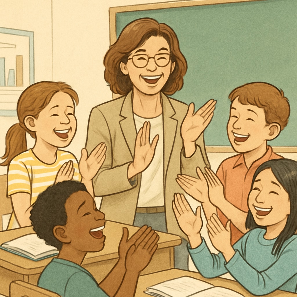 A teacher and students bonding through shared appreciation and gratitude.
