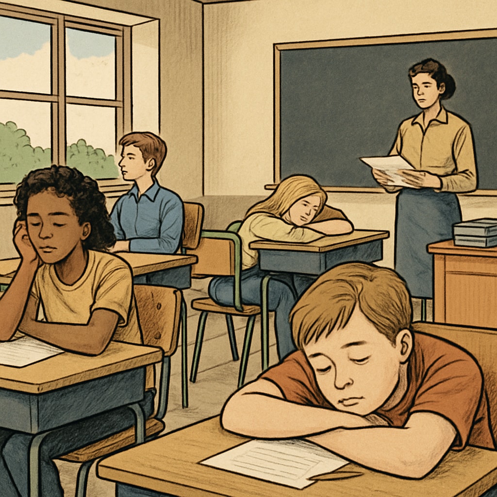 Disengaged students in a classroom environment, illustrating global student boredom in K12 education.