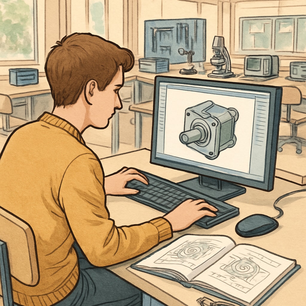 Design engineering student using CAD software, highlighting the hands-on nature of MEng programs.