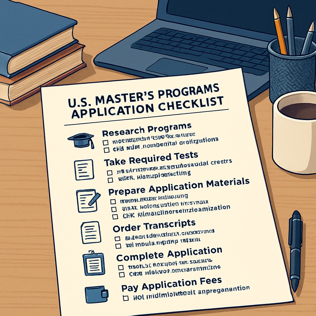 Checklist for U.S. master’s program applications.