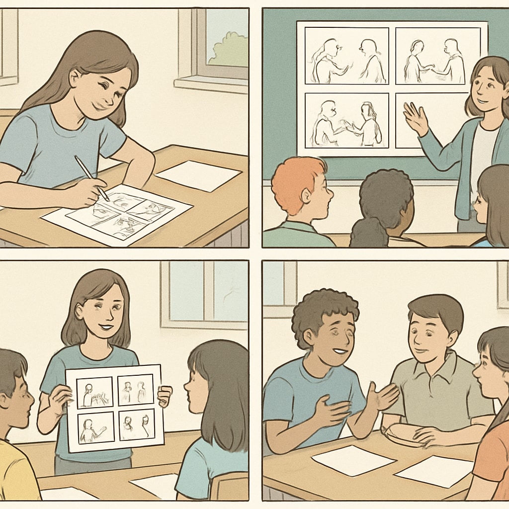 Storyboard showcasing visual storytelling ideas developed through AI writing tools.