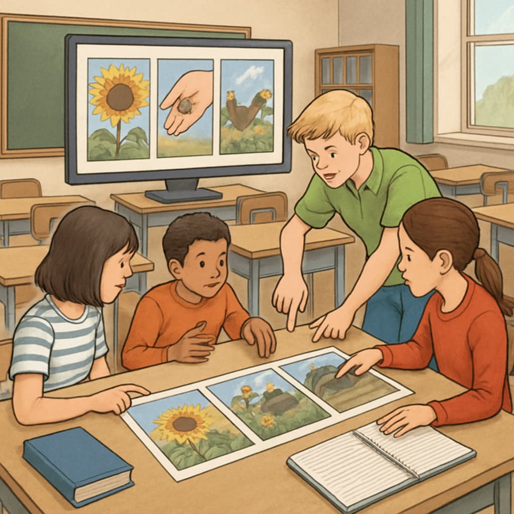 Students participating in a Zoom or ReZoom activity to enhance visual thinking and logical reasoning skills.