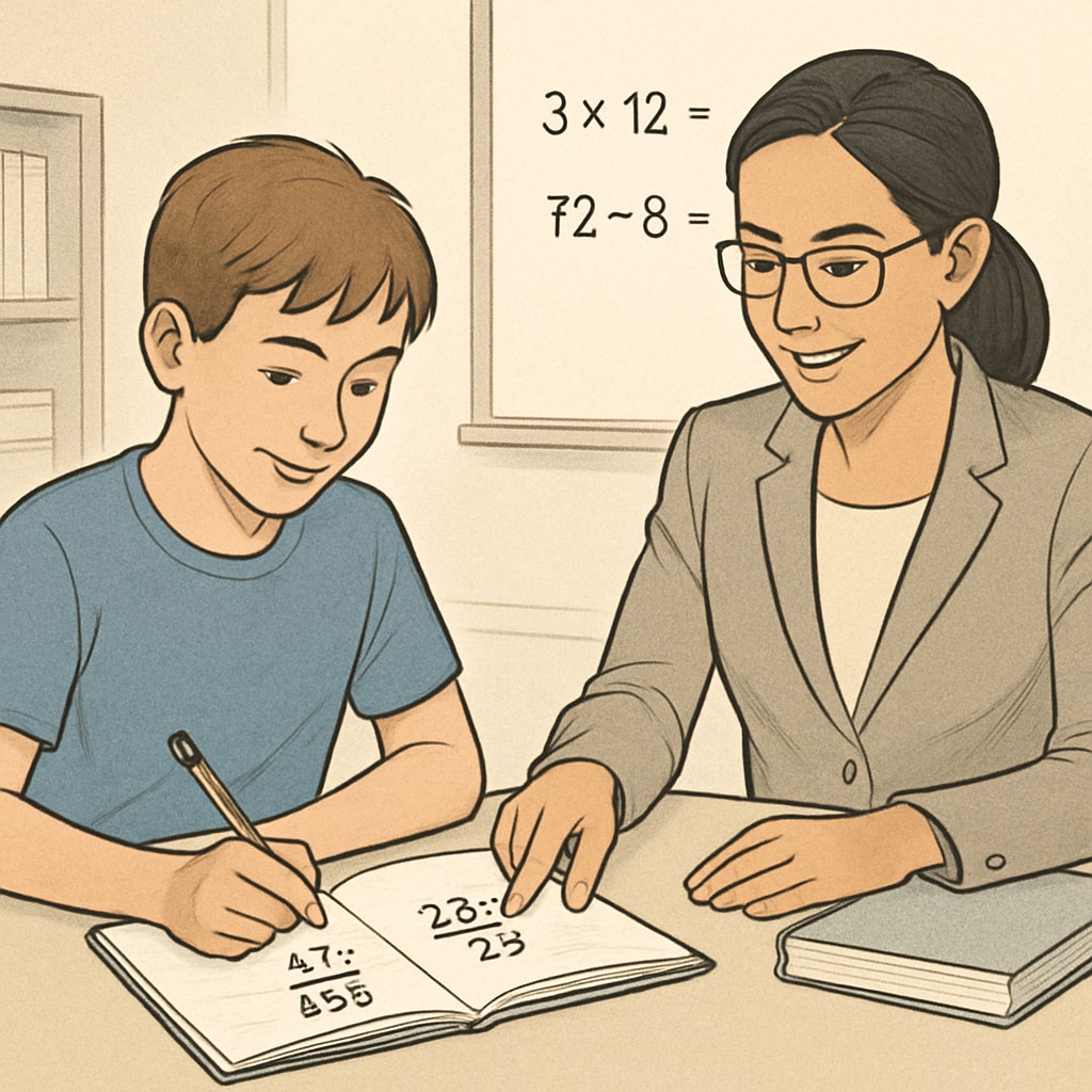 Student working with a tutor to overcome math anxiety and improve confidence.